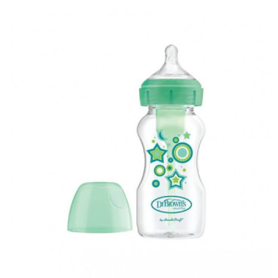 Dr. Brown's Options+ Anti-Colic Biberão Boca Larga Verde +0M 270ml | Farmácia d'Arrábida