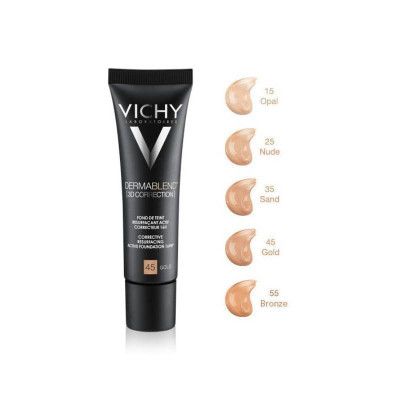 Vichy Dermablend 3D Correction Base Fluída Corretora Alisadora 16h 45 Gold 30ml