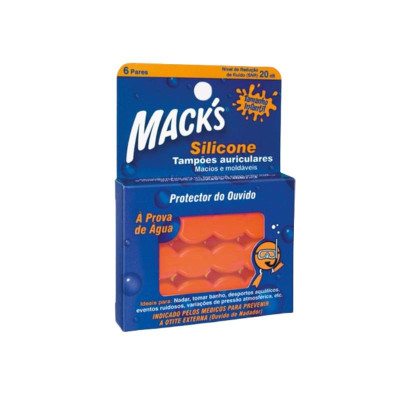 Mack's Tampão Infantil Silicone Laranja 6 Pares | Farmácia d'Arrábida