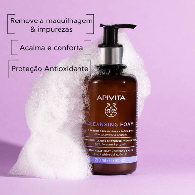 Apivita Espuma de Limpeza Cremosa Rosto & Olhos 200ml | Farmácia d'Arrábida