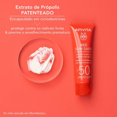 Apivita Bee Sun Safe Anti-Spot e Anti-Age Creme FPS50 50ml | Farmácia d'Arrábida