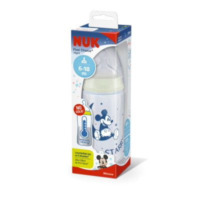 Nuk First Choice Night Mickey Biberão Silicone 300ml 6-18M | Farmácia d'Arrábida