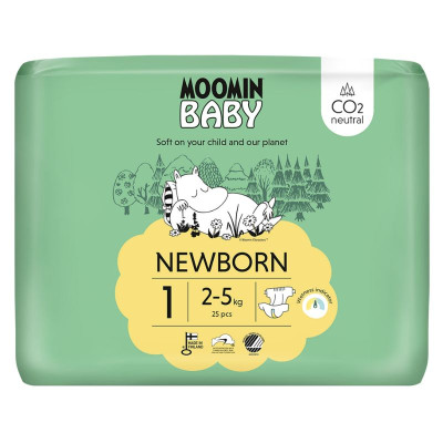 Moomin Baby Newborn Fralda T1 2-5kg x25 | Farmácia d'Arrábida