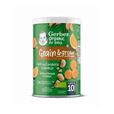 Gerber Organic NutriPuffs Cenoura e Laranja +10M 35g | Farmácia d'Arrábida