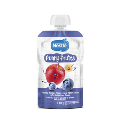 Nestlé Funny Fruits Maçã e Mirtilos +12M 110g | Farmácia d'Arrábida