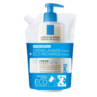 La Roche-Posay Lipikar Syndet AP+ 400ml + Recarga 400ml (40% desconto) | Farmácia d'Arrábida