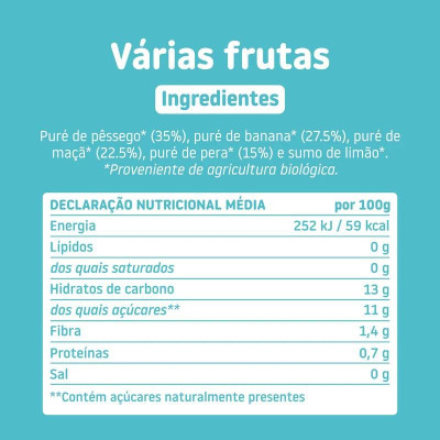 Smileat Bio Saqueta Frutas Variadas +6M 100g | Farmácia d'Arrábida