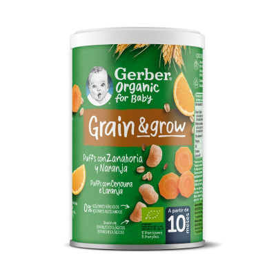 Gerber Organic NutriPuffs Cenoura e Laranja +10M 35g | Farmácia d'Arrábida