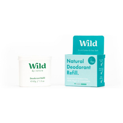 Wild Desodorizante Natural Recarga Algodão Fresco e Sal Marinho 40g | Farmácia d'Arrábida