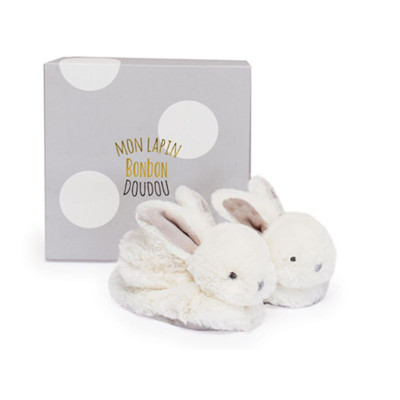 Doudou Mon Lapin Pantufas com Guizos Coelho Cinza 0-6m | Farmácia d'Arrábida