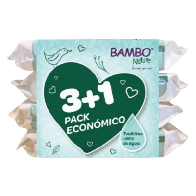 Bambo Nature Toalhitas Pack Económico 3+1 | Farmácia d'Arrábida