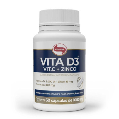 Vitafor Vita D3 + C + Zinco 1000mg x 60 cápsulas | Farmácia d'Arrábida