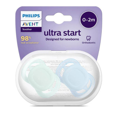 Philips Avent Ultra Start Chupeta Menta/Azul 0-2m x2 | Farmácia d'Arrábida