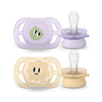 Philips Avent Ultra Start Chupeta Lilas/Bege Bonecos 0-2m x2 | Farmácia d'Arrábida