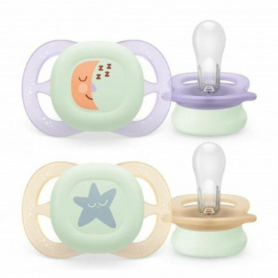 Philips Avent Ultra Start Nighttime Chupeta Lilas/Bege 0-2m x2 | Farmácia d'Arrábida