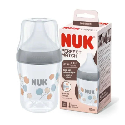 Nuk Perfect Match Biberão Silicone Balões +0M 150ml | Farmácia d'Arrábida