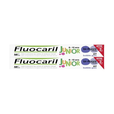 Fluocaril Junior Gel Dentífrico Bubble Gum 6-12A 2x75ml Desc. 50% 2ªu | Farmácia d'Arrábida