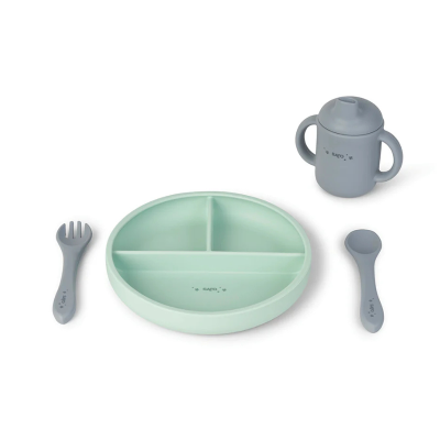 Saro Set Alimentação Silicone Food & Fun Mostarda/Bege | Farmácia d'Arrábida